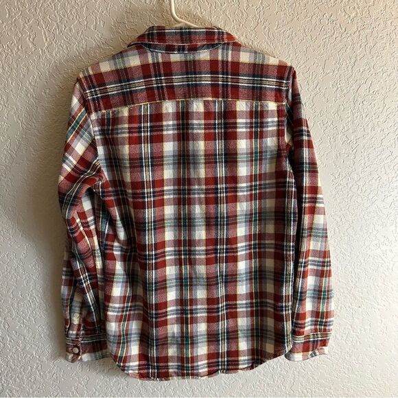 AMERICAN EAGLE WOMEN'S FLANNEL SHIRT RED PLAID VINTAGE BOYFRIEND BUTTON UP SZ SM - Picture 9 of 9
